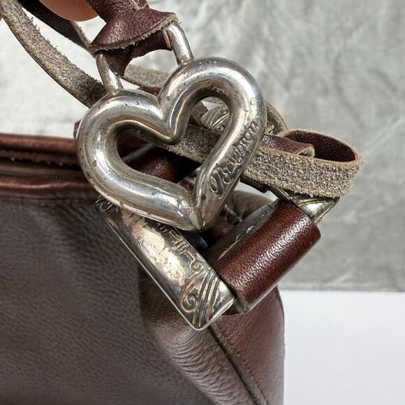 Vintage Brighton Bucket Crossbody‎ Shoulder Bag Brown Crocodile Embossed Trim - Picture 6 of 16